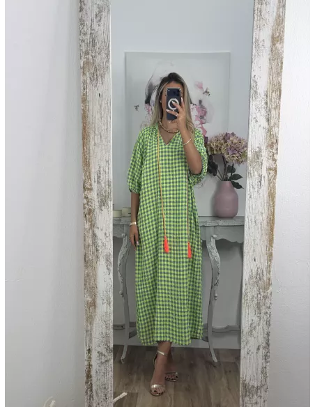 Vestido Filipinas cuadros verde
