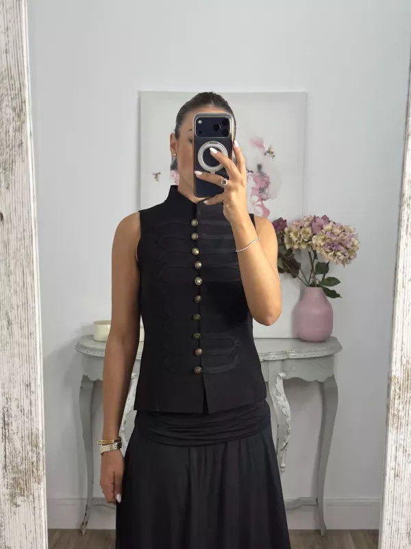 Chaleco corte militar punto negro