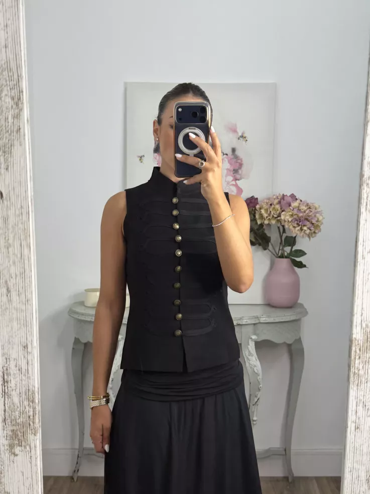 Chaleco corte militar punto negro