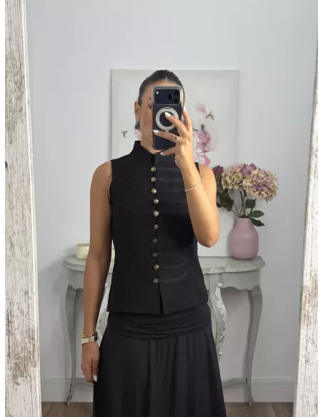 Chaleco corte militar punto negro