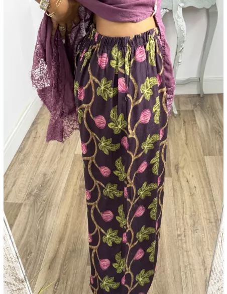 Pantalón Brunna berenjena estampado