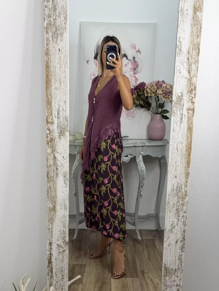 Pantalón Brunna berenjena estampado