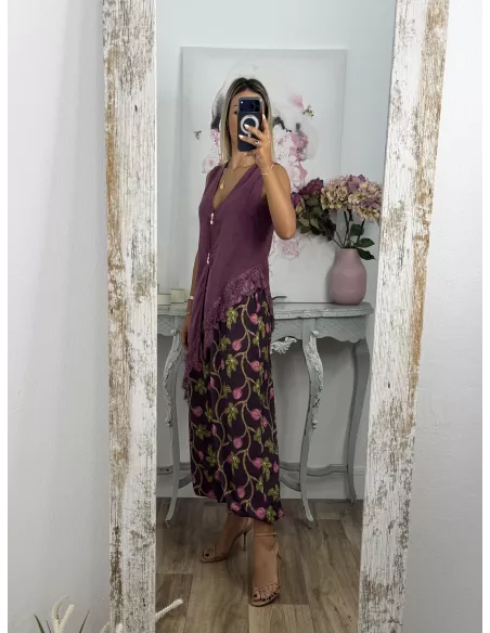 Pantalón Brunna berenjena estampado