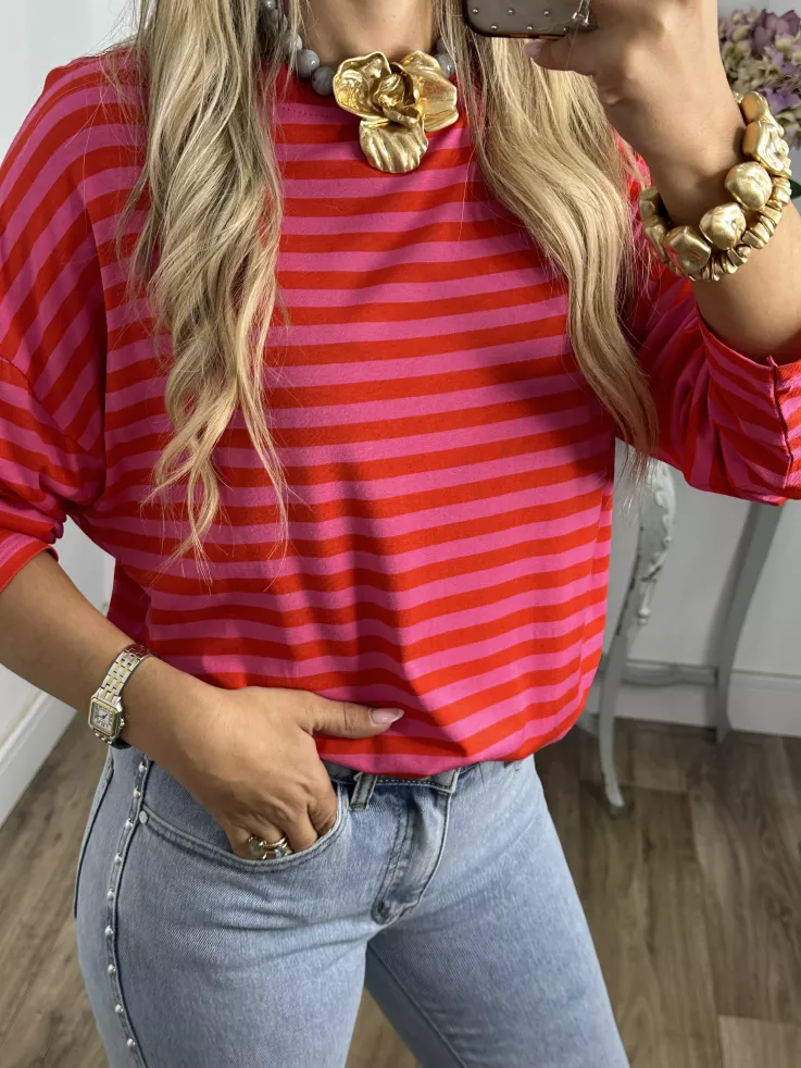 Camiseta San rojo y rosa