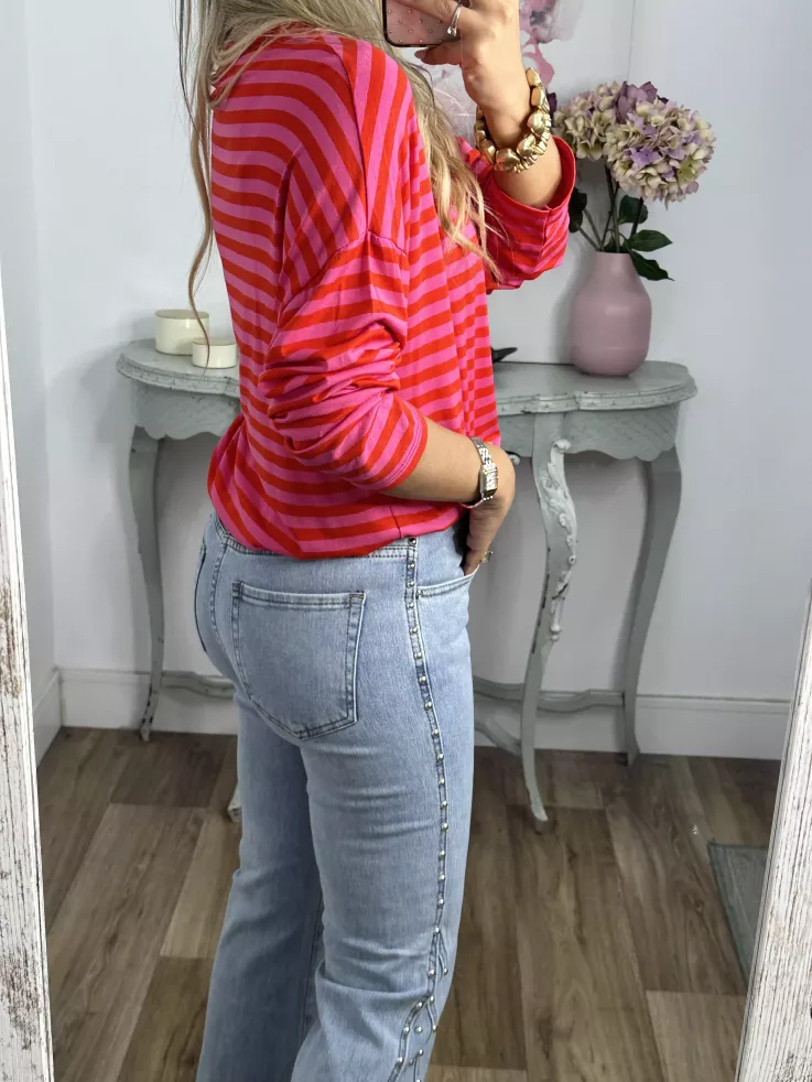 Camiseta San rojo y rosa