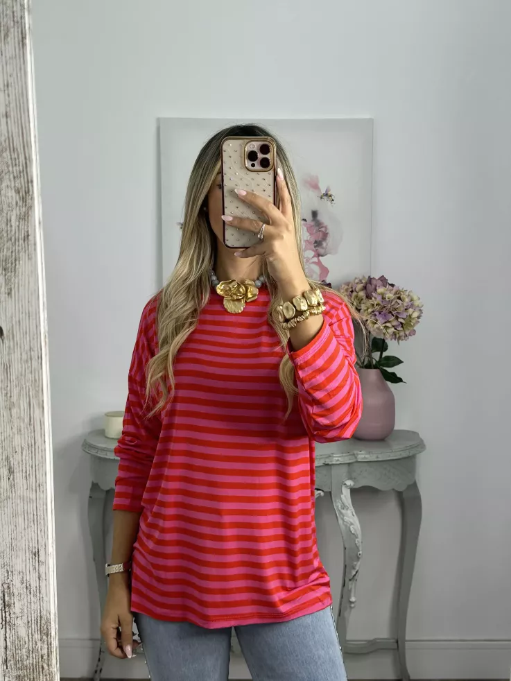 Camiseta San rojo y rosa