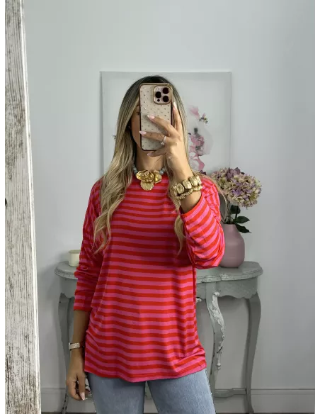 Camiseta San rojo y rosa