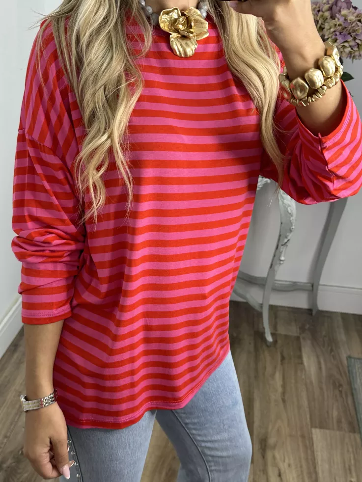 Camiseta San rojo y rosa