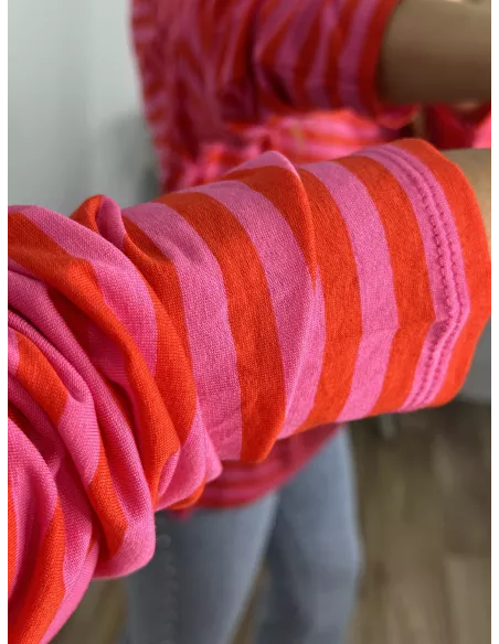 Camiseta San rojo y rosa