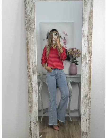 Camiseta San rojo y rosa