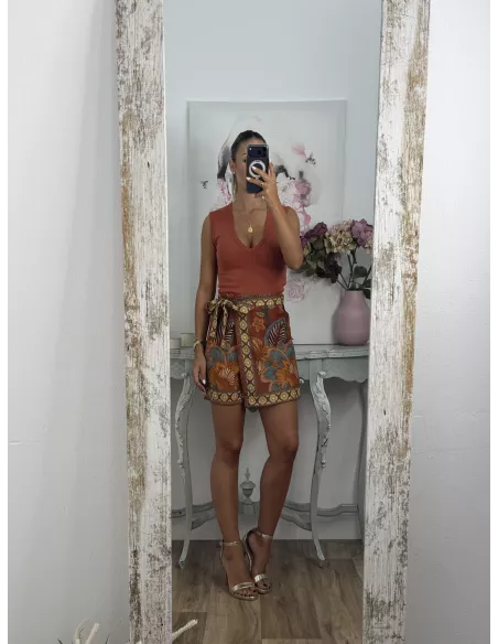 Falda pantalón Hawái teja
