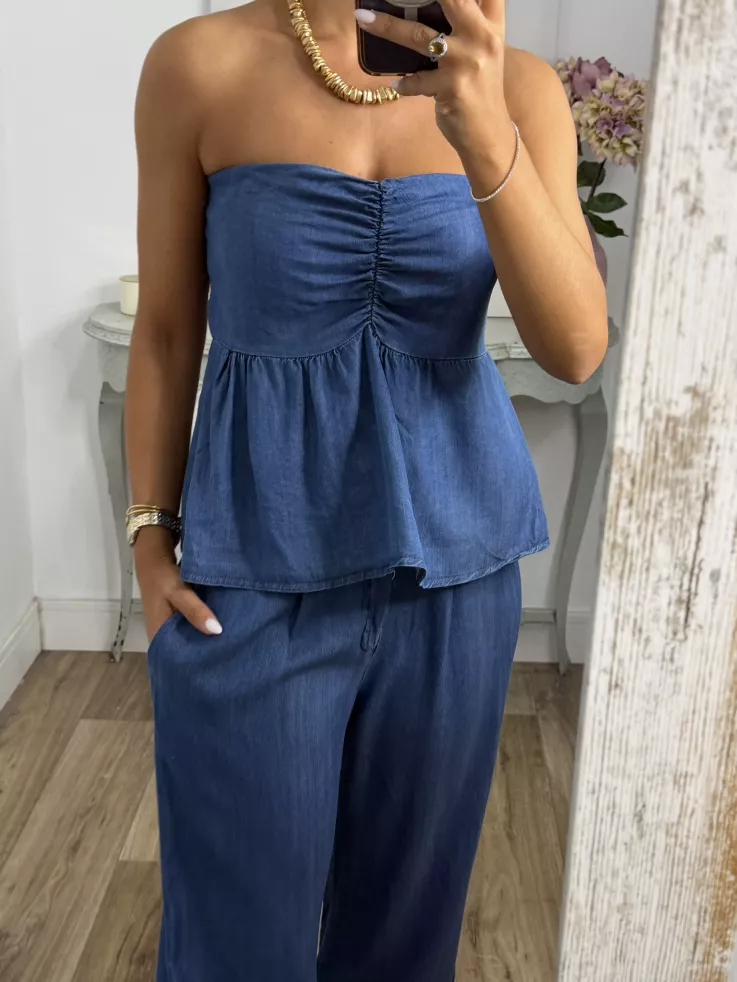 Conjunto Monic denim claro
