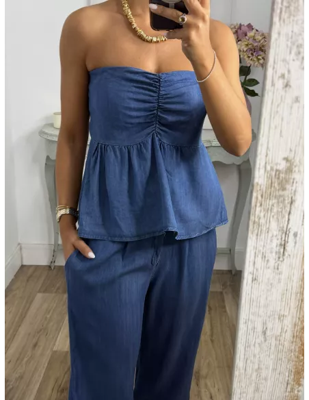 Conjunto Monic denim claro
