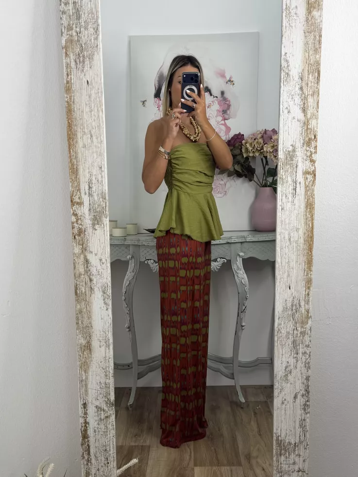 Pantalón Licra fría teja y verde
