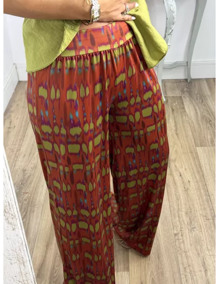 Pantalón Licra fría teja y verde