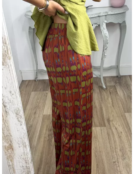 Pantalón Licra fría teja y verde