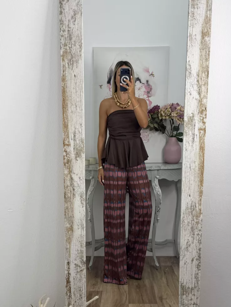 Pantalón Licra fría rosa y choco