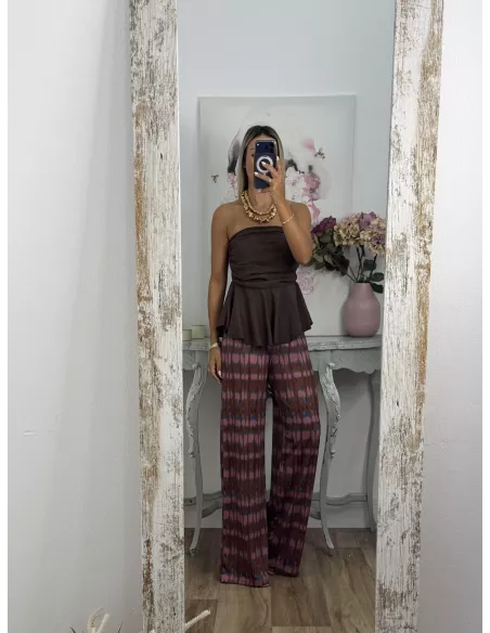 Pantalón Licra fría rosa y choco