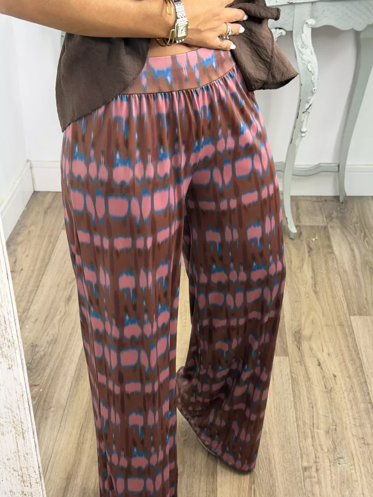 Pantalón Licra fría rosa y choco