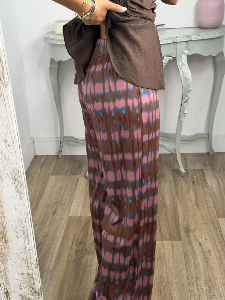 Pantalón Licra fría rosa y choco