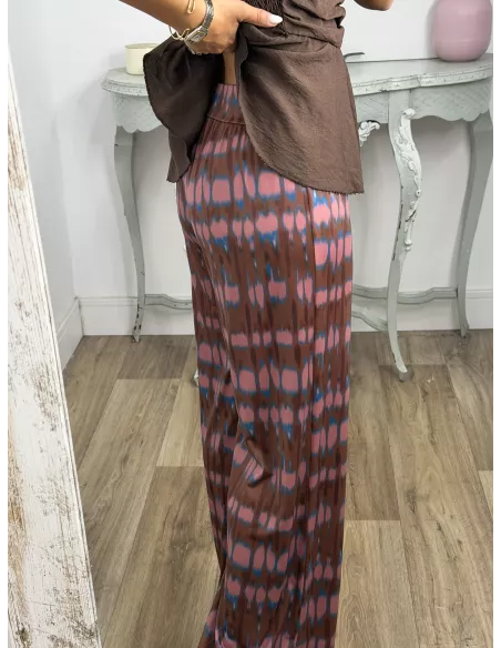 Pantalón Licra fría rosa y choco