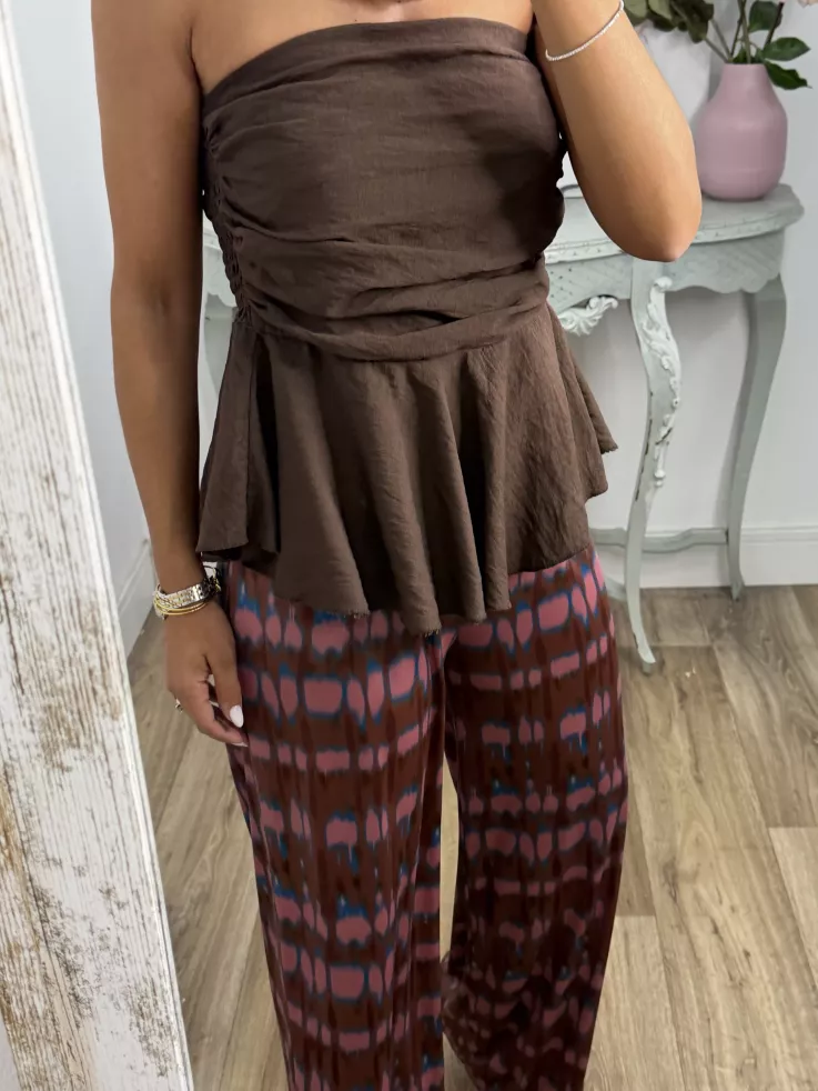 Pantalón Licra fría rosa y choco