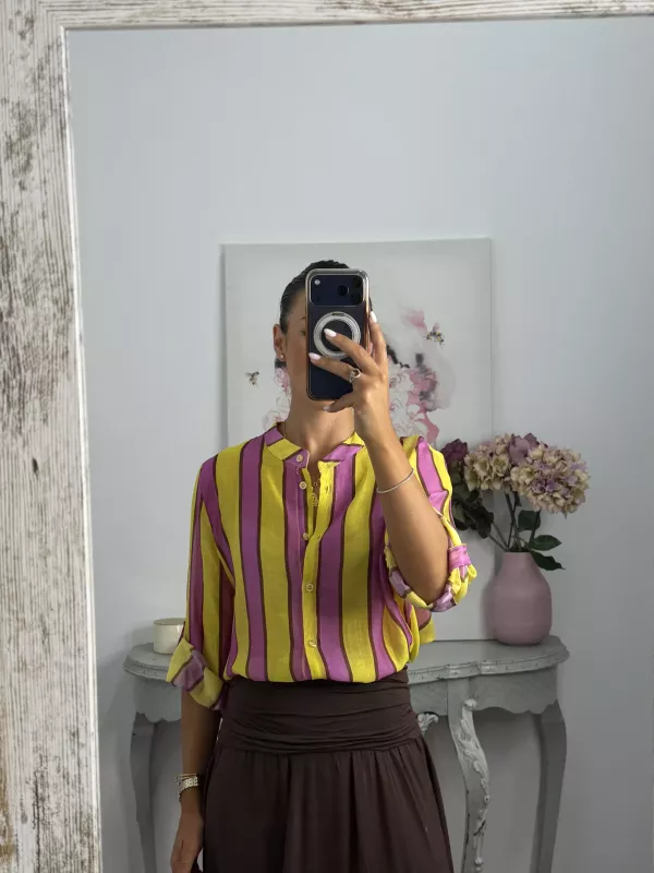 Camisa Blum de rayas amarillo y rosa