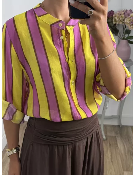 Camisa Blum de rayas amarillo y rosa