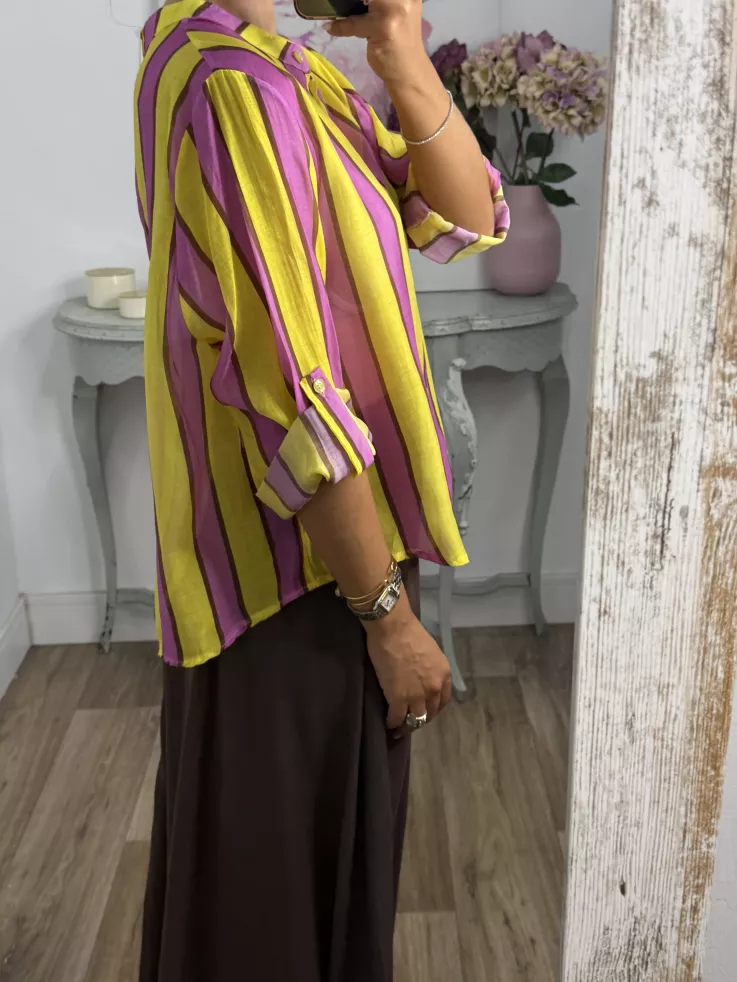 Camisa Blum de rayas amarillo y rosa