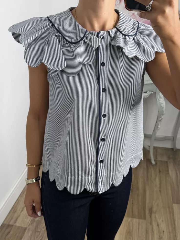 Camisa Florida de rayas azul marino