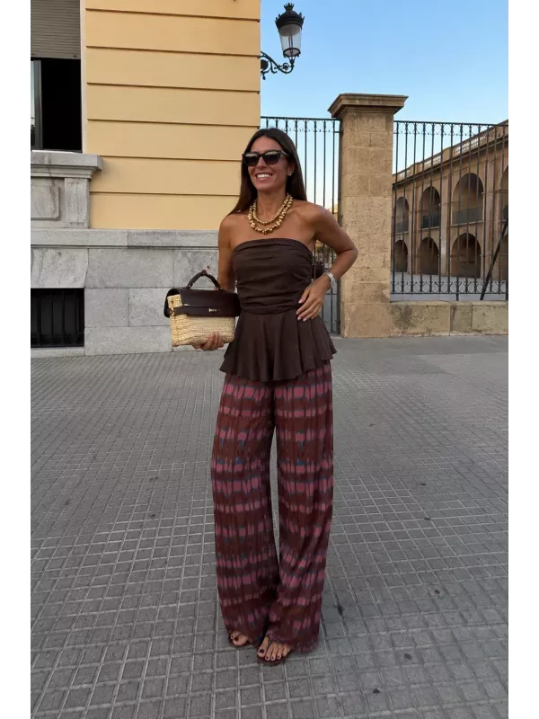 Pantalón Licra fría rosa y choco