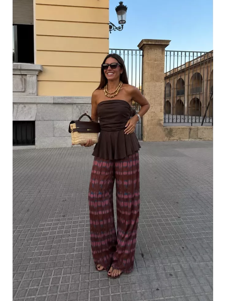 Pantalón Licra fría rosa y choco