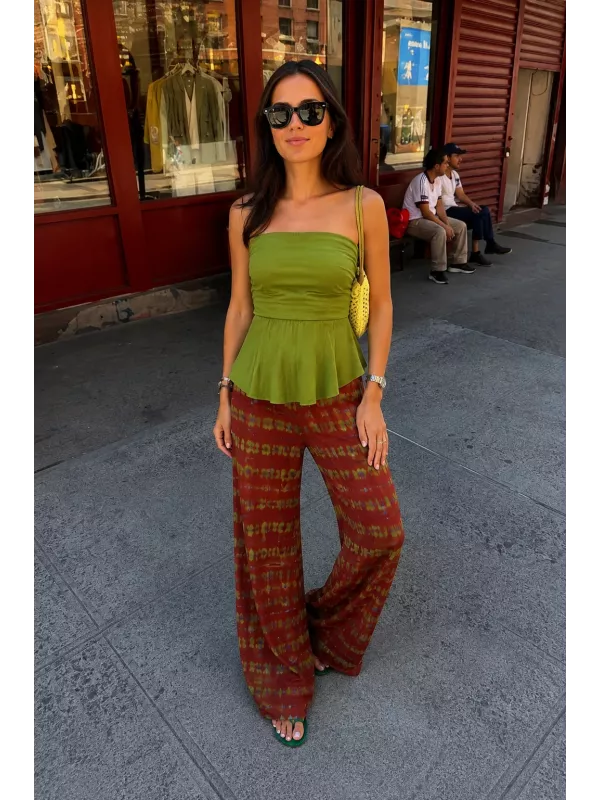 Pantalón Licra fría teja y verde