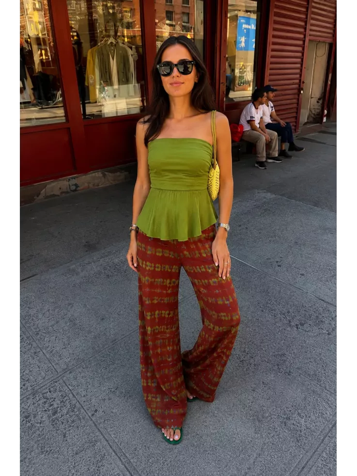Pantalón Licra fría teja y verde