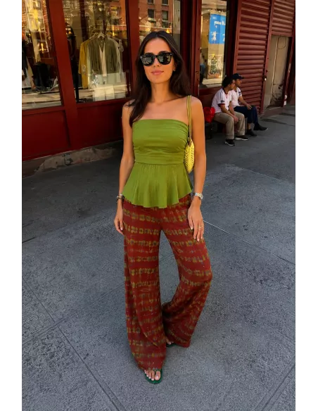 Pantalón Licra fría teja y verde
