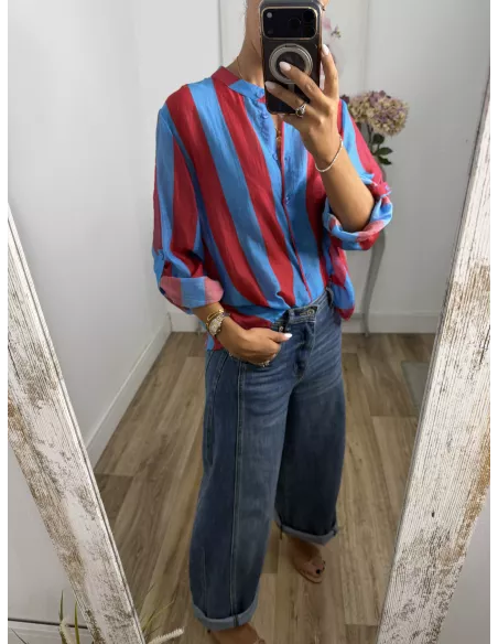 Camisa Blum de rayas azul y rojo