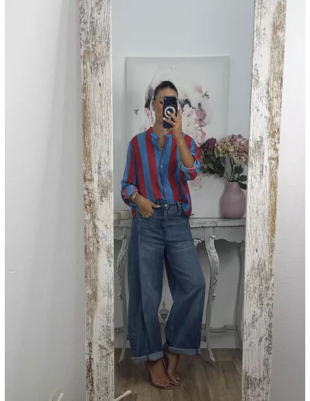 Camisa Blum de rayas azul y rojo