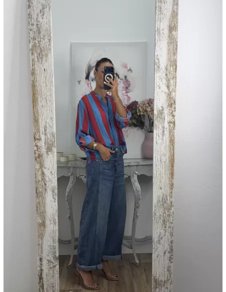 Camisa Blum de rayas azul y rojo