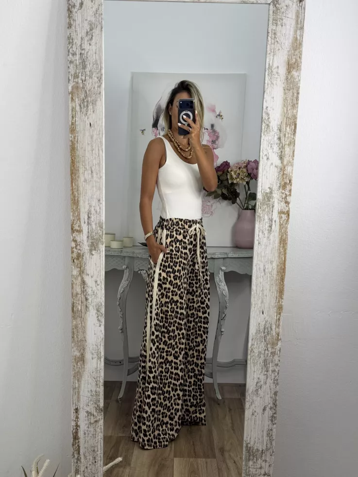 Pantalon print raya lateral