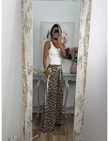 Pantalon print raya lateral