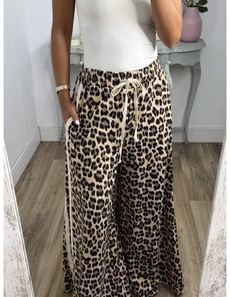 Pantalon print raya lateral