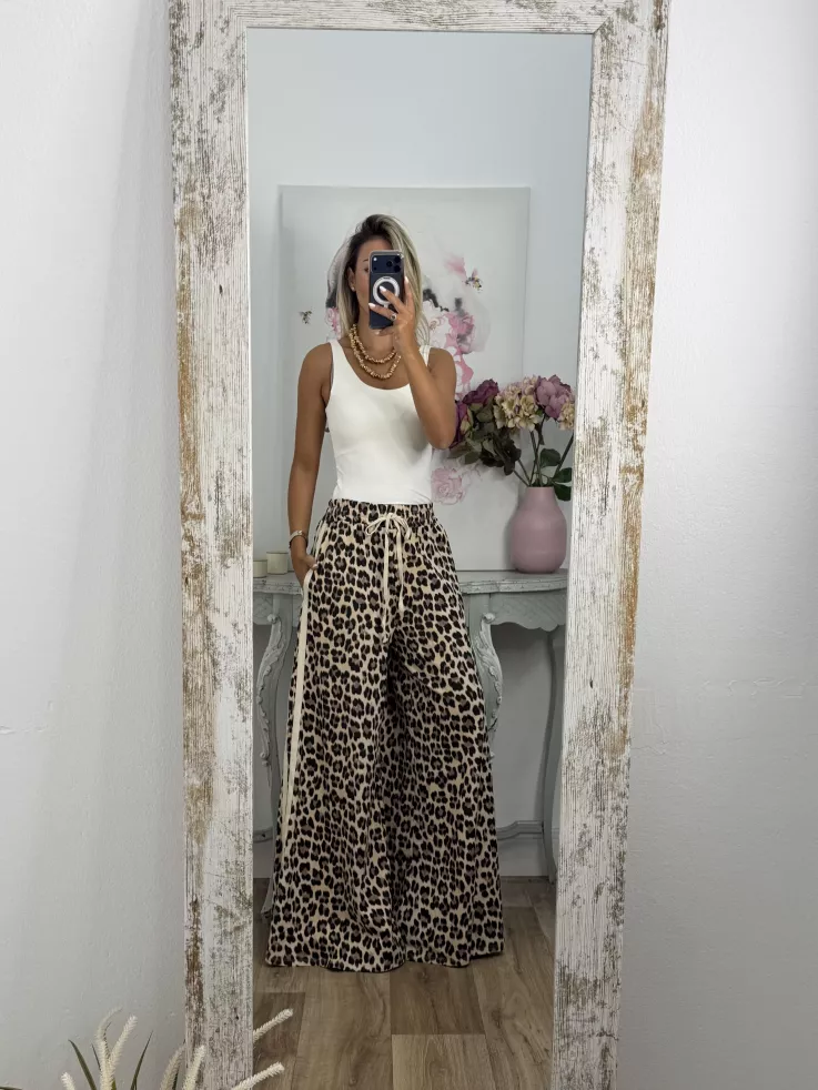 Pantalon print raya lateral