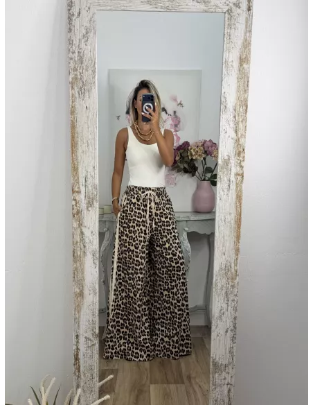 Pantalon print raya lateral