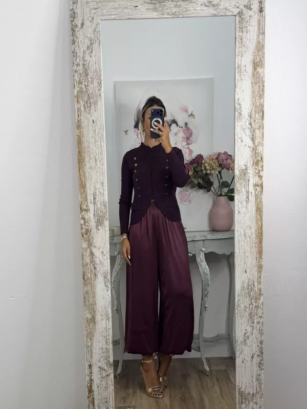 Pantalón Jimena satinado bombacho vino