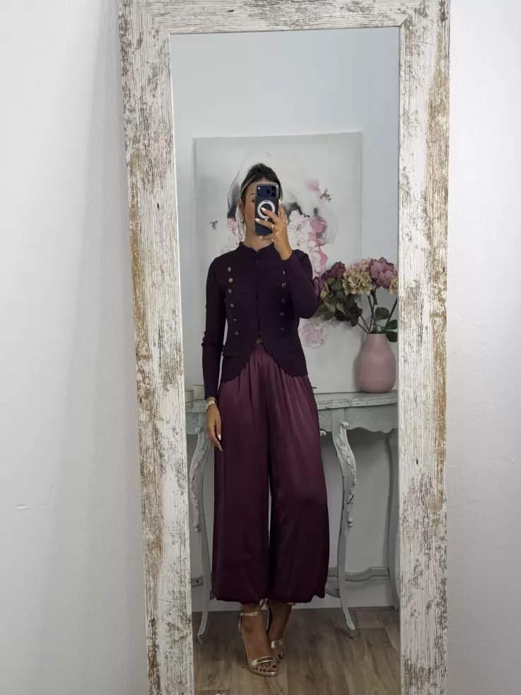 Pantalón Jimena satinado bombacho vino