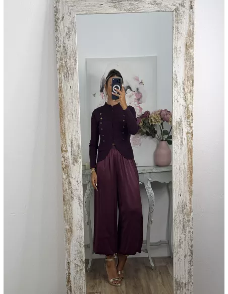 Pantalón Jimena satinado bombacho vino