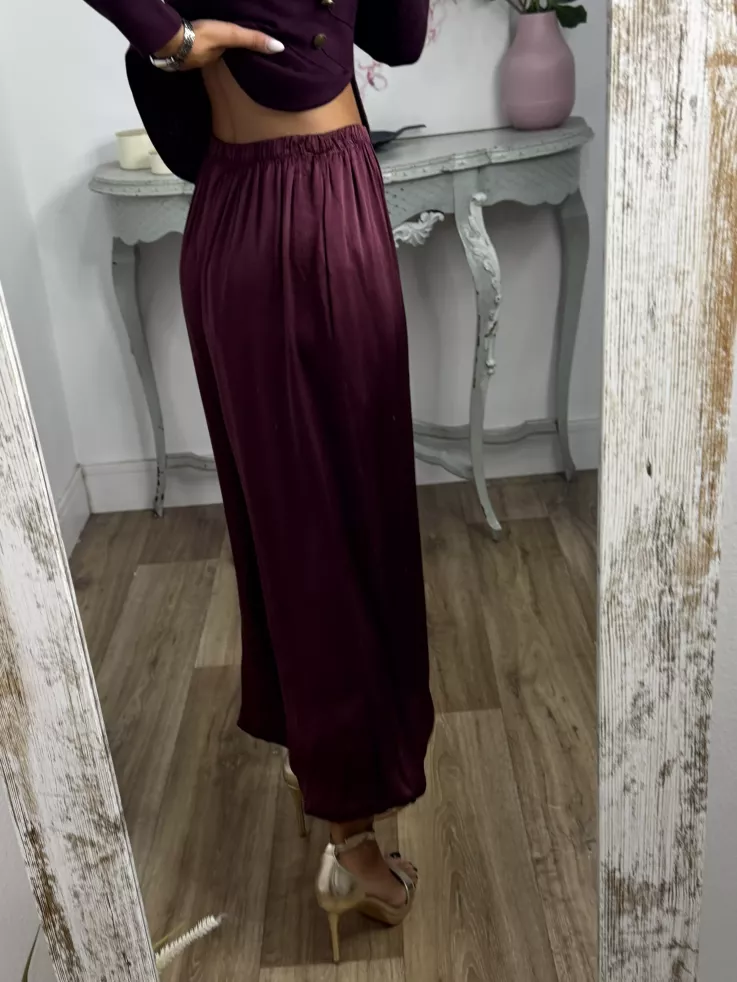 Pantalón Jimena satinado bombacho vino