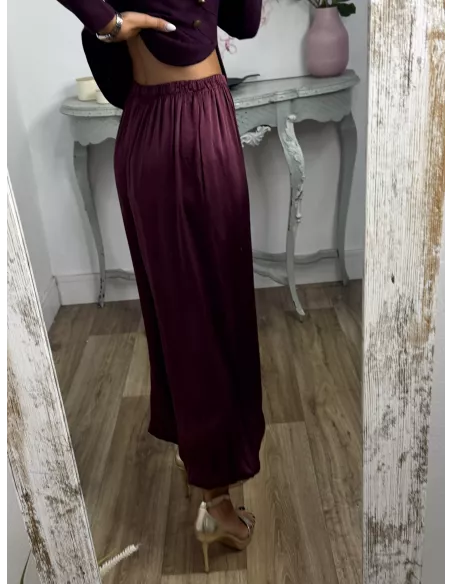 Pantalón Jimena satinado bombacho vino