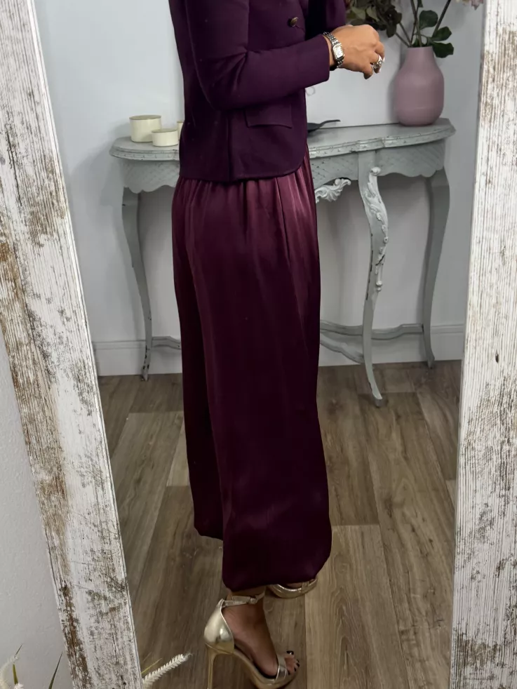 Pantalón Jimena satinado bombacho vino