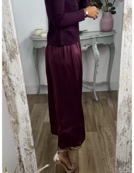 Pantalón Jimena satinado bombacho vino